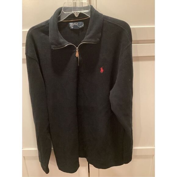 Polo Ralph Lauren Ribbed 1/4 Zip Pullover Sz 2XLT Black - Picture 1 of 8